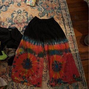 Colorful Tie-Dye Wide Leg Pants made in Nepal